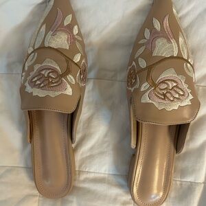Elegant Floral Embroidered Women's Mules